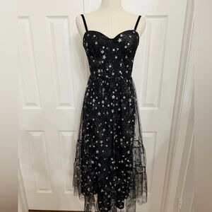 WILL BE AVAILABLE SOON Betsy Johnson Black Star Print Tulle Dress